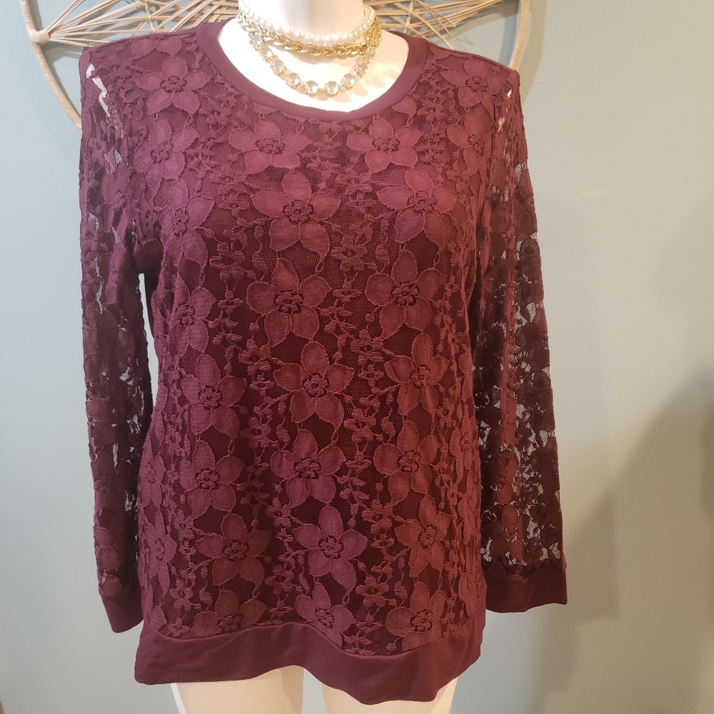 NWT Merlot Lace Top